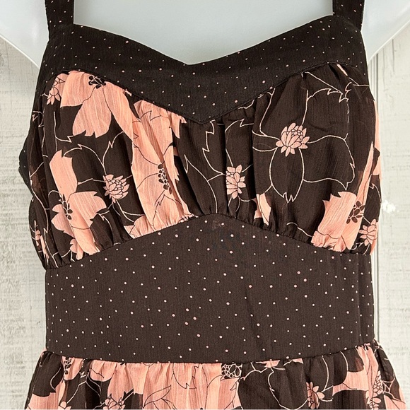 Vintage Mixit Y2k Babydoll Top Size‎ L Sleeveless Dark Floral Forest Fairy Boho - Picture 4 of 9